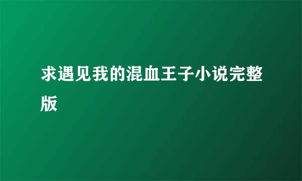 求遇见我的混血王子小说完整版