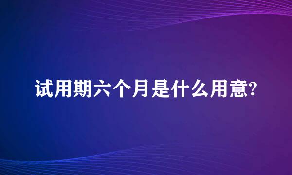 试用期六个月是什么用意?