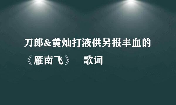 刀郎&黄灿打液供另报丰血的《雁南飞》 歌词