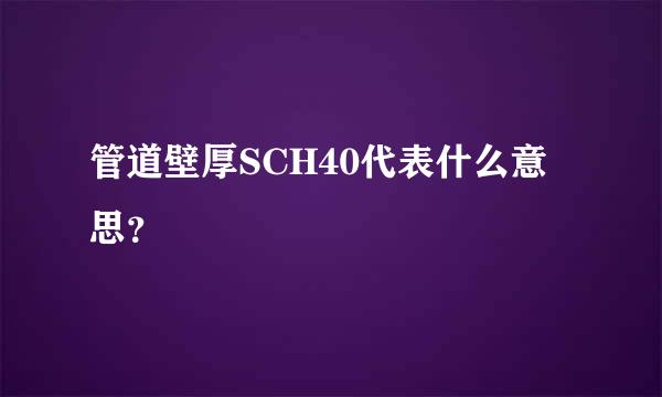 管道壁厚SCH40代表什么意思？