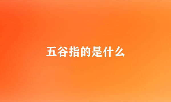 五谷指的是什么