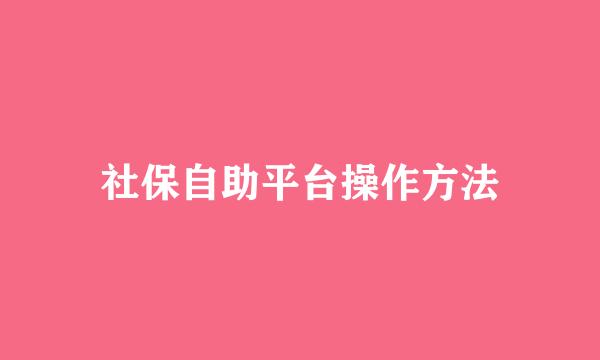 社保自助平台操作方法