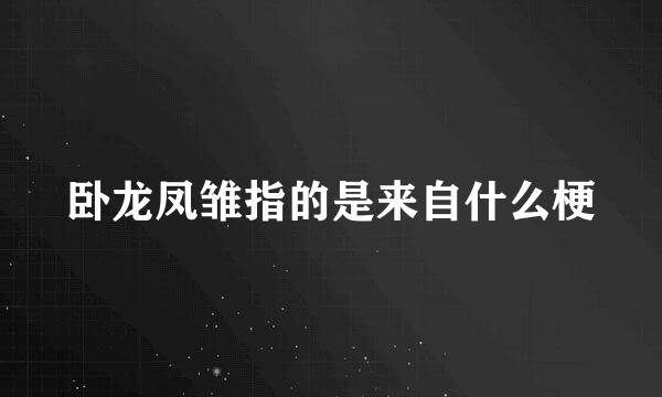 卧龙凤雏指的是来自什么梗