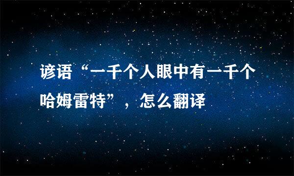 谚语“一千个人眼中有一千个哈姆雷特”，怎么翻译