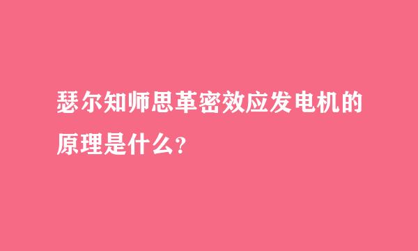 瑟尔知师思革密效应发电机的原理是什么？