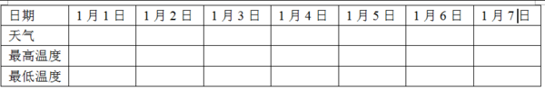 小学一年级天气统计表怎样制作