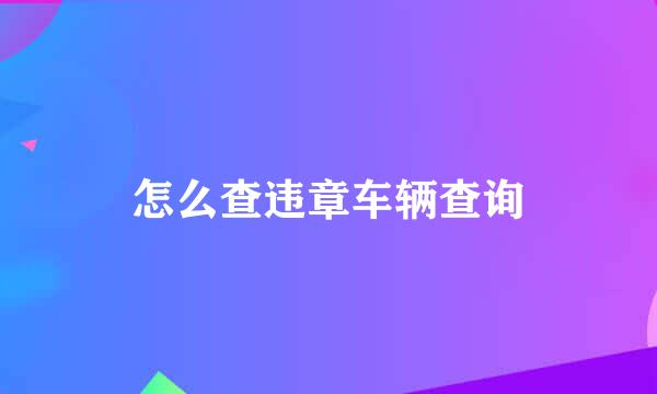 怎么查违章车辆查询