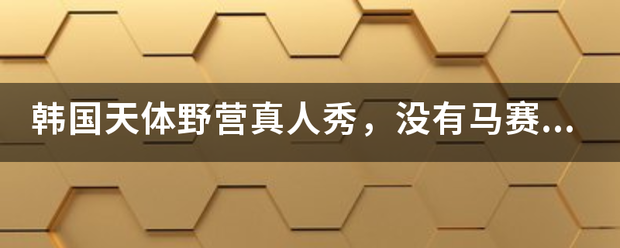 韩国天体野营真人秀，没有马赛克版本的，哪位大哥发给我？