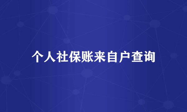 个人社保账来自户查询