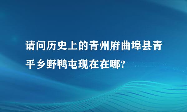 请问历史上的青州府曲埠县青平乡野鸭屯现在在哪?