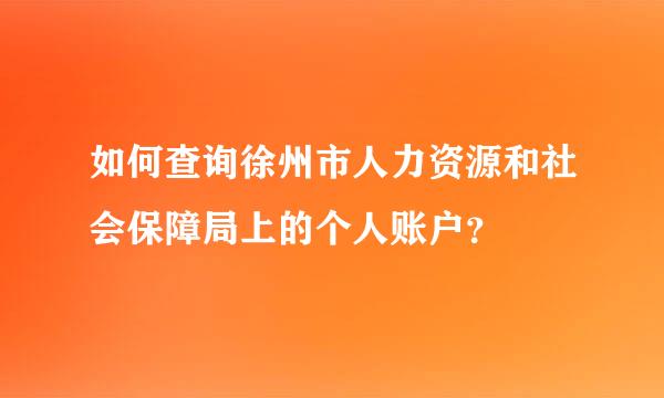 如何查询徐州市人力资源和社会保障局上的个人账户？