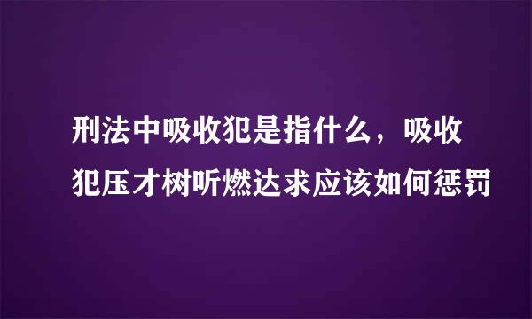 刑法中吸收犯是指什么，吸收犯压才树听燃达求应该如何惩罚