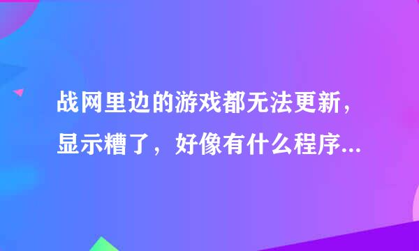 战网里边的游戏都无法更新，显示糟了，好像有什么程序出错了，再试一次吧