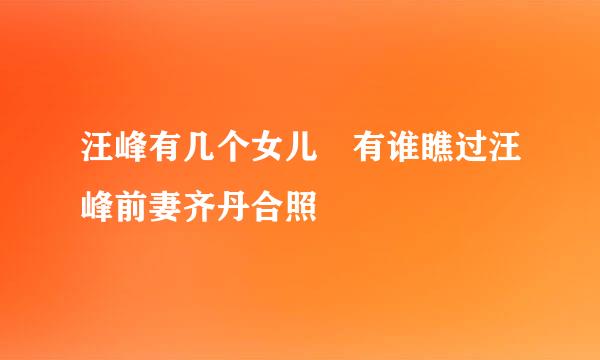 汪峰有几个女儿 有谁瞧过汪峰前妻齐丹合照