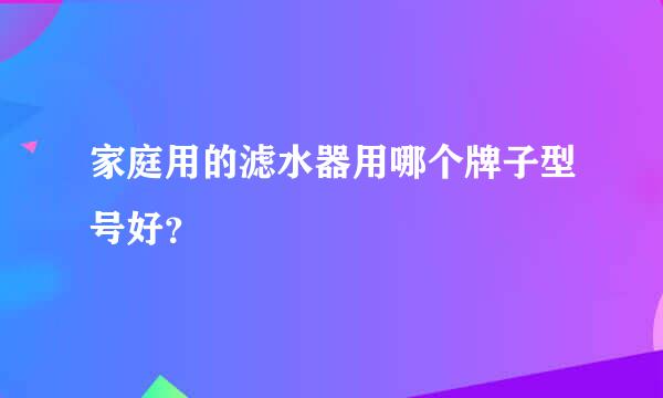 家庭用的滤水器用哪个牌子型号好？