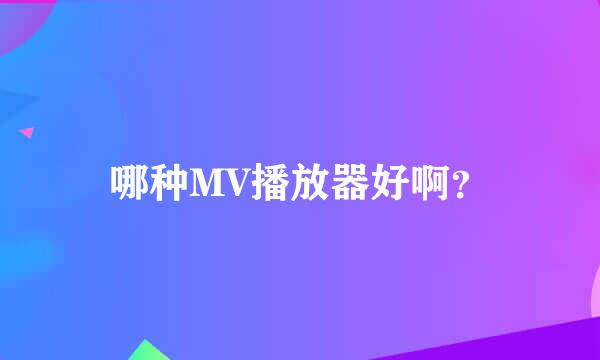 哪种MV播放器好啊？