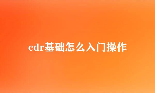 cdr基础怎么入门操作