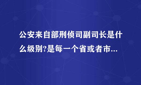 公安来自部刑侦司副司长是什么级别?是每一个省或者市都有公架少缺总情指食息安部刑侦司副司长还是一个单一整体?比如说,全中国就