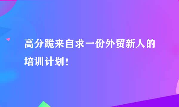 高分跪来自求一份外贸新人的培训计划！