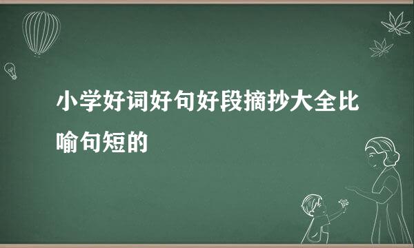 小学好词好句好段摘抄大全比喻句短的