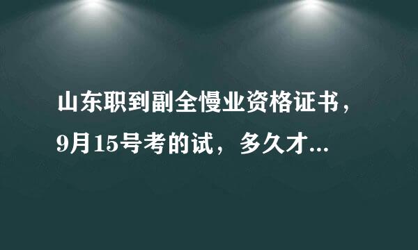 山东职到副全慢业资格证书，9月15号考的试，多久才能在官网上查到成绩？