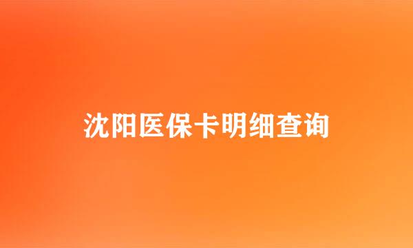 沈阳医保卡明细查询