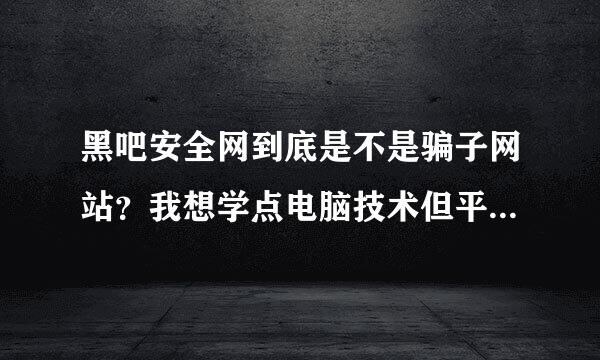 黑吧安全网到底是不是骗子网站？我想学点电脑技术但平时要上课就想用课余时间在网上学点，拖就别来回答了