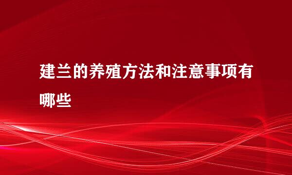 建兰的养殖方法和注意事项有哪些