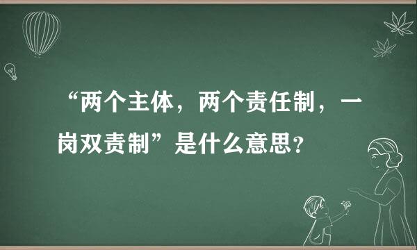 “两个主体，两个责任制，一岗双责制”是什么意思？