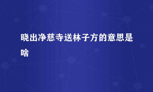 晓出净慈寺送林子方的意思是啥