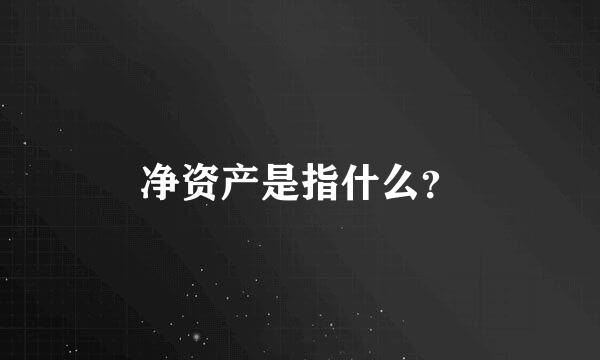 净资产是指什么？