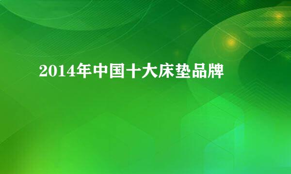 2014年中国十大床垫品牌