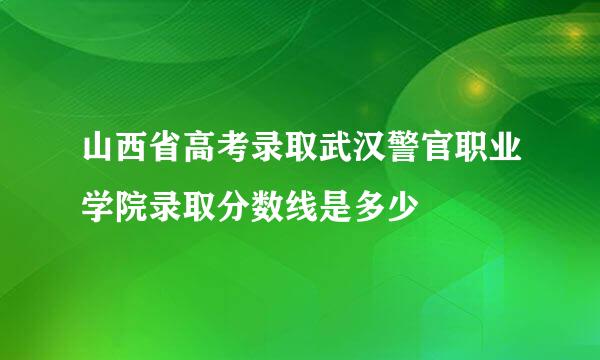 山西省高考录取武汉警官职业学院录取分数线是多少