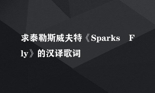 求泰勒斯威夫特《Sparks Fly》的汉译歌词