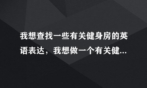 我想查找一些有关健身房的英语表达，我想做一个有关健身房的英文介绍！