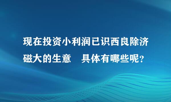 现在投资小利润已识西良除济磁大的生意 具体有哪些呢？