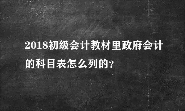 2018初级会计教材里政府会计的科目表怎么列的？