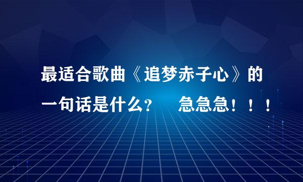 最适合歌曲《追梦赤子心》的一句话是什么？ 急急急！！！