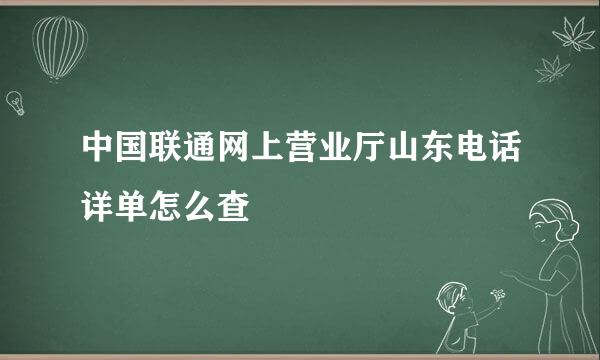 中国联通网上营业厅山东电话详单怎么查