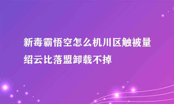 新毒霸悟空怎么机川区触被量绍云比落盟卸载不掉