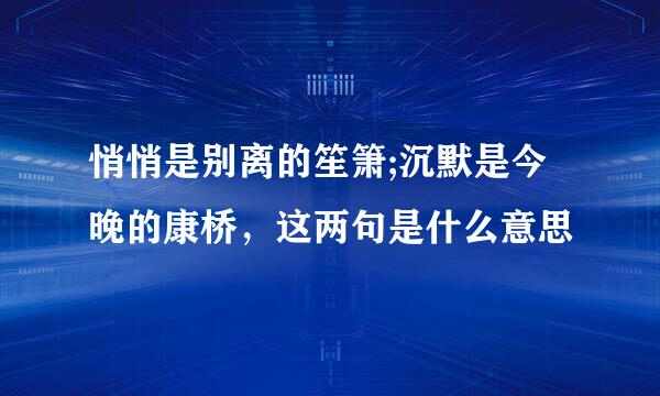 悄悄是别离的笙箫;沉默是今晚的康桥，这两句是什么意思