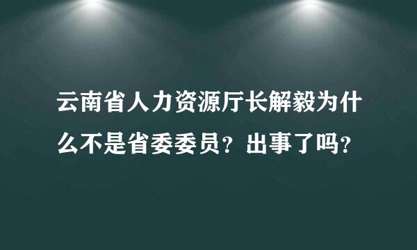 云南省人力资源厅长解毅为什么不是省委委员？出事了吗？