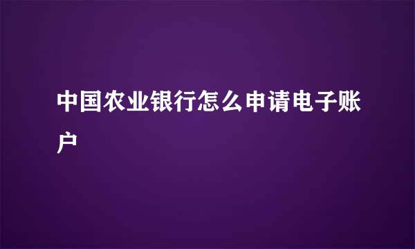 中国农业银行怎么申请电子账户