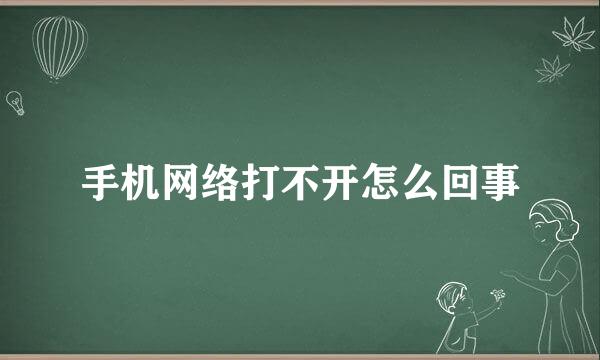 手机网络打不开怎么回事