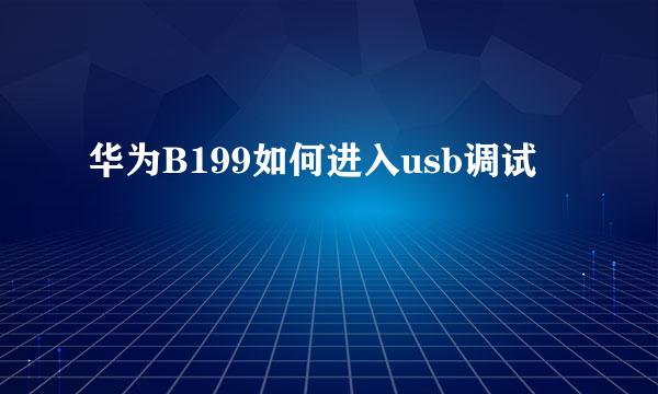 华为B199如何进入usb调试