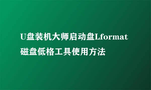 U盘装机大师启动盘Lformat磁盘低格工具使用方法