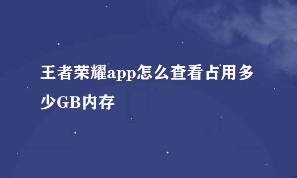 王者荣耀app怎么查看占用多少GB内存