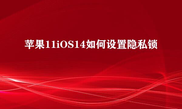 苹果11iOS14如何设置隐私锁