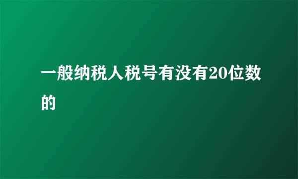 一般纳税人税号有没有20位数的