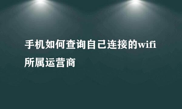 手机如何查询自己连接的wifi所属运营商